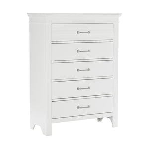 English Elm Full Bedroom Set Five Piece White Wood Farmhouse Style with Dresser and Storage B011S05134