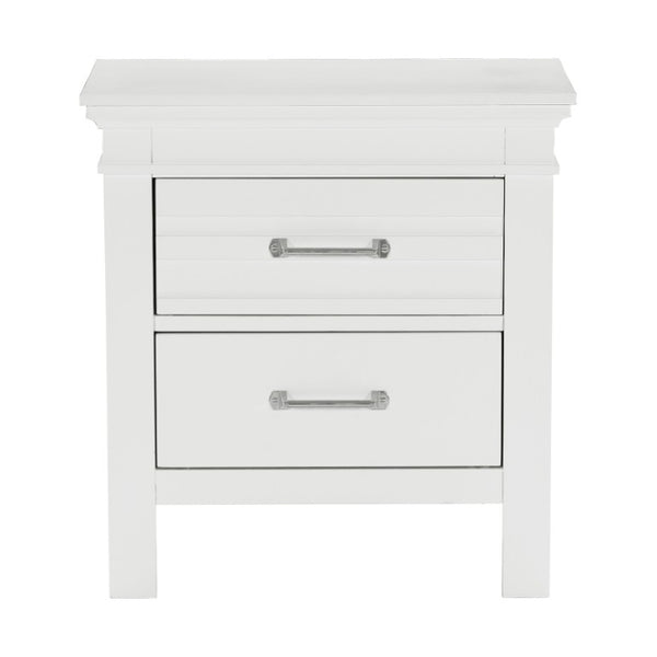 English Elm Full Bedroom Set Five Piece White Wood Farmhouse Style with Dresser and Storage B011S05134