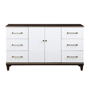 English Elm Eastern King Bedroom Set Cherry Veneer with Brushed Gold Hardware and Panel Detailing B011S05135