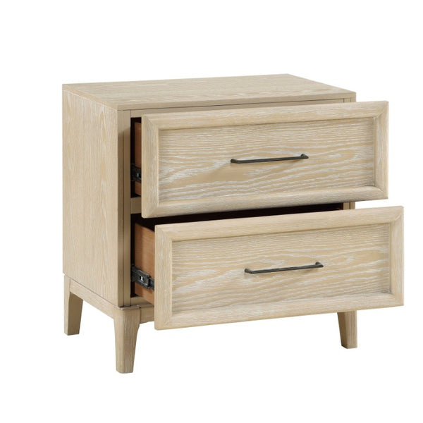English Elm California King Oak Veneer 4 Piece Bedroom Set with Dresser Mirror and Nightstand B011S05141