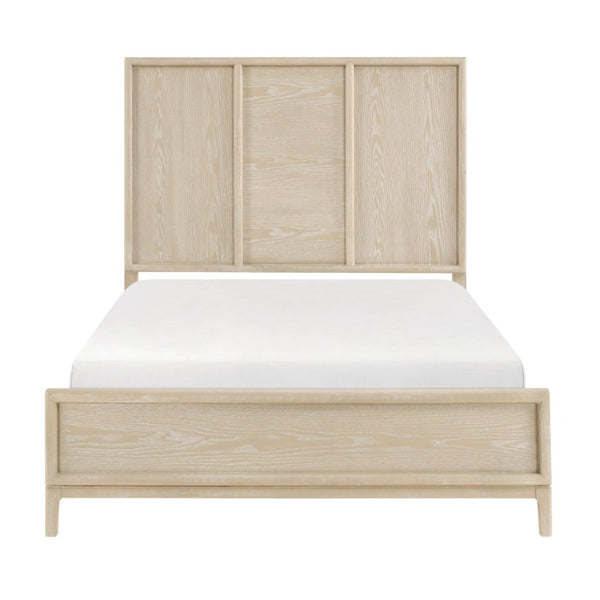 English Elm California King Oak Veneer 4 Piece Bedroom Set with Dresser Mirror and Nightstand B011S05141
