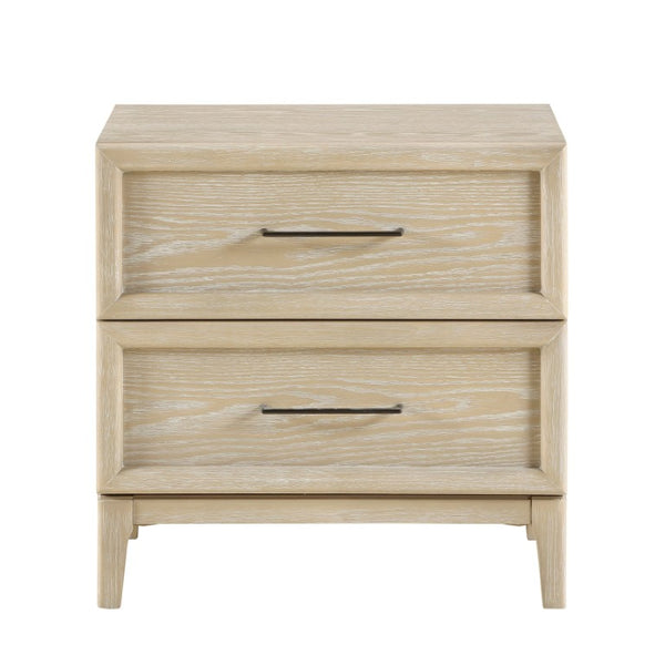 English Elm California King Oak Veneer 4 Piece Bedroom Set with Dresser Mirror and Nightstand B011S05141
