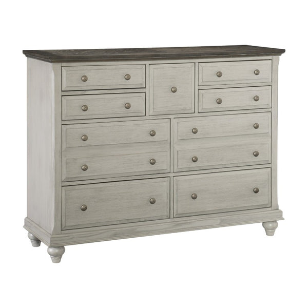 English Elm Queen Bedroom Set Five Piece Modern Farmhouse Pine Oak Veneer with Gray Finish B011S05162