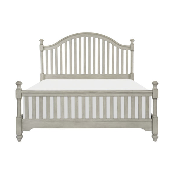 English Elm Queen Bedroom Set Five Piece Modern Farmhouse Pine Oak Veneer with Gray Finish B011S05162