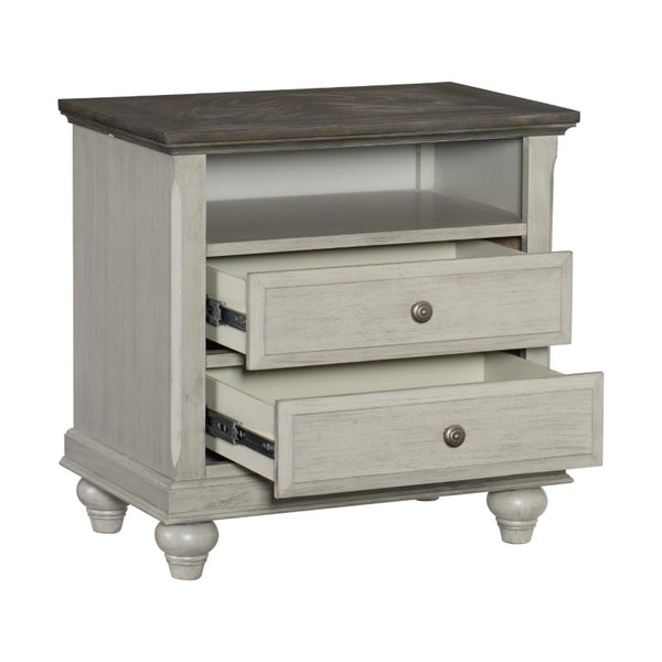 English Elm Queen Bedroom Set Five Piece Modern Farmhouse Pine Oak Veneer with Gray Finish B011S05162
