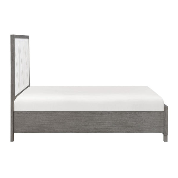 English Elm Eastern King Platform Bedroom Set Okume Veneer Two Tone Contemporary Five Piece B011S05166