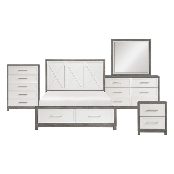 English Elm California King 5 Piece Bedroom Set Okume Veneer Contemporary Storage Suite B011S05168