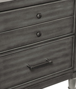 English Elm California King 5 Piece Bedroom Set with LED Charging Bed and Gray Veneer Finish B011S05184