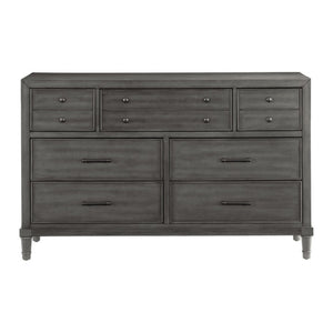 English Elm California King 5 Piece Bedroom Set with LED Charging Bed and Gray Veneer Finish B011S05184