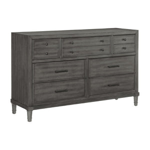 English Elm California King 5 Piece Bedroom Set with LED Charging Bed and Gray Veneer Finish B011S05184