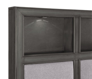 English Elm California King 5 Piece Bedroom Set with LED Charging Bed and Gray Veneer Finish B011S05184