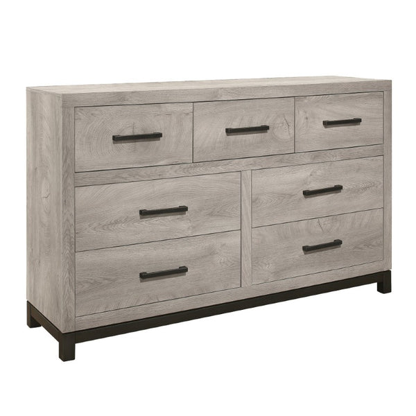 English Elm California King 4 Piece Bedroom Set with Dresser Mirror and Nightstand in Dark Gray B011S05201