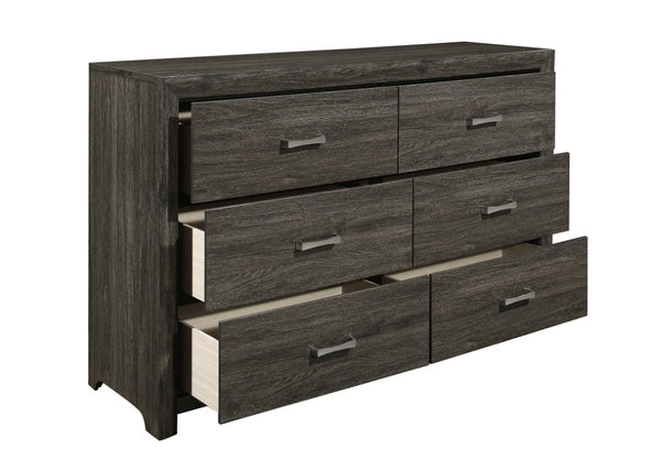 English Elm California King Bedroom Set Faux Leather Tufted Headboard with Dresser and Nightstand B011S05209