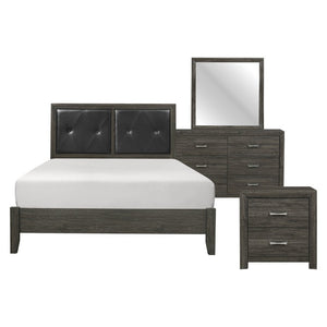 English Elm Queen Bedroom Set Four Piece Faux Leather Tufted Headboard with Chrome Hardware B011S05211