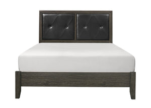 English Elm Queen Bedroom Set Four Piece Faux Leather Tufted Headboard with Chrome Hardware B011S05211