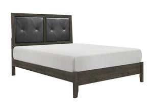 English Elm Queen Bedroom Set Four Piece Faux Leather Tufted Headboard with Chrome Hardware B011S05211