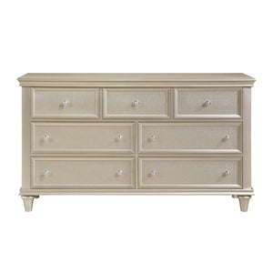 English Elm Full Bedroom Set with Tufted Faux Leather Headboard and Silver Off-White Wood Finish B011S05220