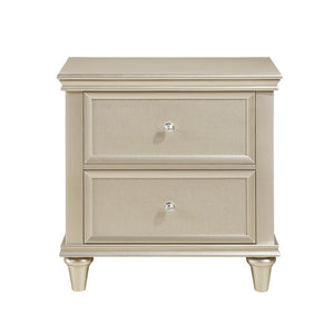 English Elm Twin Bedroom Set 4 Piece Tufted Faux Leather Headboard Off White Glam Finish B011S05221