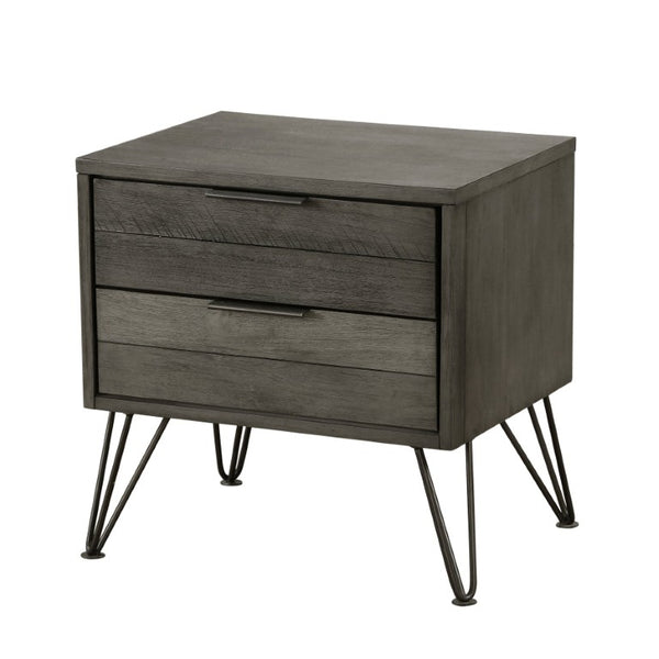 English Elm California King Bedroom Set Acacia Wood 3-Tone Grey Finish with Slat Panel Design B011S05230