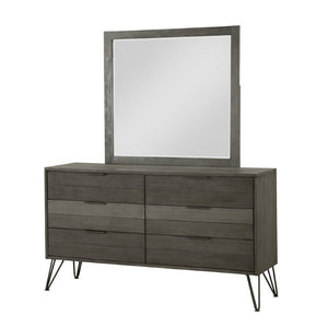 English Elm California King 5 Piece Acacia Wood Bedroom Set with Contemporary Grey Slat Design B011S05231
