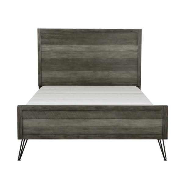 English Elm California King 5 Piece Acacia Wood Bedroom Set with Contemporary Grey Slat Design B011S05231