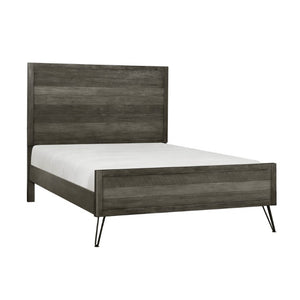 English Elm California King 5 Piece Acacia Wood Bedroom Set with Contemporary Grey Slat Design B011S05231
