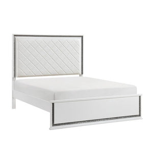 English Elm Queen Bedroom Set with LED Lighting Faux Leather Headboard and Six Drawer Dresser B011S05244