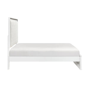 English Elm Queen Bedroom Set with LED Lighting Faux Leather Headboard and Six Drawer Dresser B011S05244