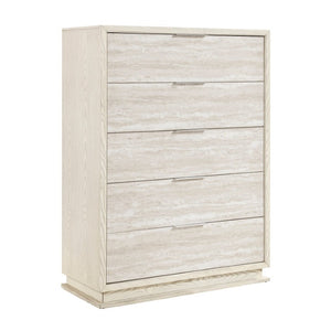 English Elm Queen Platform Bedroom Set with LED Lighting Chenille Headboard and Gray Veneer Accents B011S05251
