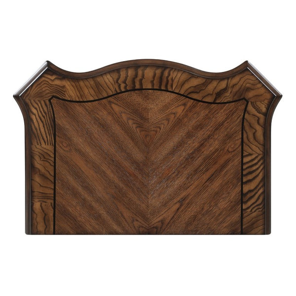 English Elm California King Bedroom Set Ornate European Style with Gold Accents Pecan Veneer B011S05254