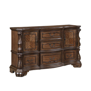 English Elm Queen Bedroom Set 5 Piece Pecan Burl Veneer Traditional Master Suite Collection B011S05257