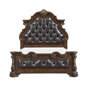 English Elm Queen Bedroom Set 5 Piece Pecan Burl Veneer Traditional Master Suite Collection B011S05257