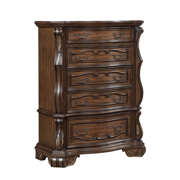 English Elm Queen Bedroom Set 5 Piece Pecan Burl Veneer Traditional Master Suite Collection B011S05257