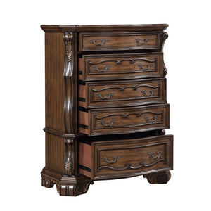 English Elm Queen Bedroom Set 5 Piece Pecan Burl Veneer Traditional Master Suite Collection B011S05257