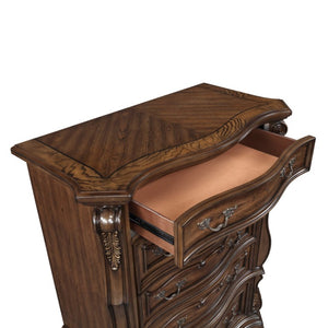 English Elm Queen Bedroom Set 5 Piece Pecan Burl Veneer Traditional Master Suite Collection B011S05257