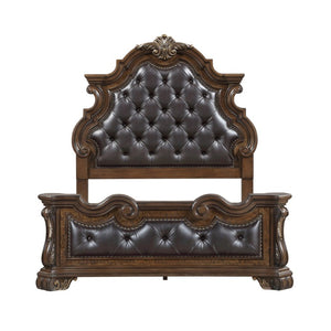 English Elm Queen Bedroom Set 5 Piece Pecan Burl Veneer Traditional Master Suite Collection B011S05257