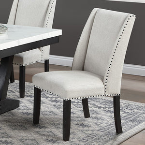 English Elm 6Pc Extendable Dining Set Trestle Table Tufted Linen Chairs Bench Espresso Finish Antique Black Faux Marble,MDF,Rubber Wood B011S05295