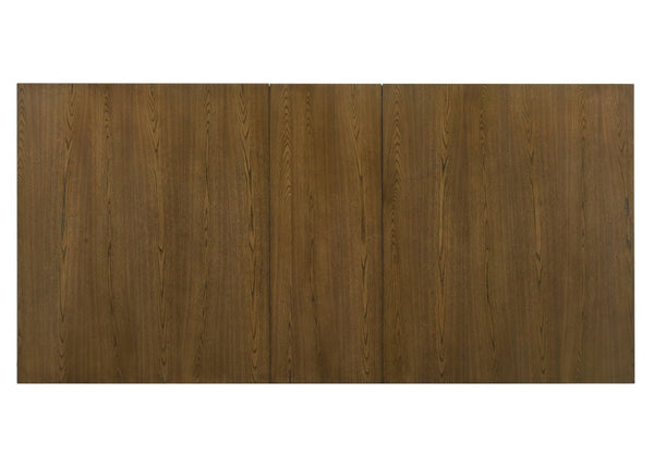 English Elm Contemporary Extendable Wood Dining Table with Self Storing Leaf Warm Brown Finish B011S05300