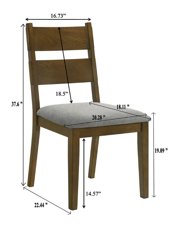English Elm 6Pc Extendable Dining Set with Self-Storing Leaf Upholstered Chairs Bench Warm Brown Wood B011S05301