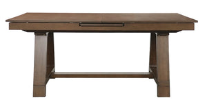 English Elm 6Pc Extendable Dining Set with Self-Storing Leaf Upholstered Chairs Bench Warm Brown Wood B011S05301