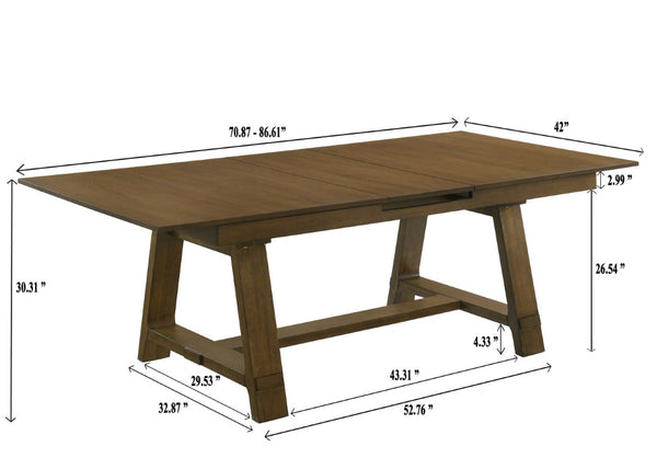 English Elm 5Pc Solid Wood Expandable Dining Set with Upholstered Chairs for Rustic Rooms Brown 16" Storing Leaf Table B011S05302