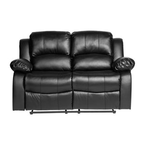 English Elm Black Faux Leather 3 Piece Reclining Sofa Set with Pillow Arms for Living Room B011S05306