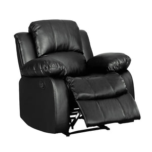 English Elm Black Faux Leather 3 Piece Reclining Sofa Set with Pillow Arms for Living Room B011S05306