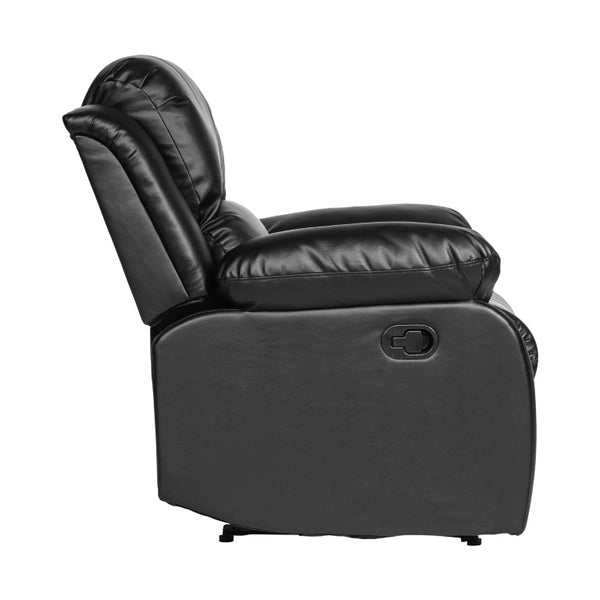 English Elm Black Faux Leather 3 Piece Reclining Sofa Set with Pillow Arms for Living Room B011S05306