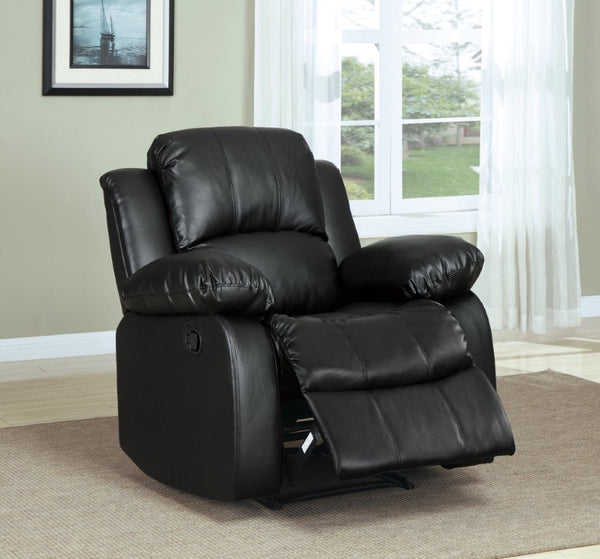 English Elm Black Faux Leather 3 Piece Reclining Sofa Set with Pillow Arms for Living Room B011S05306
