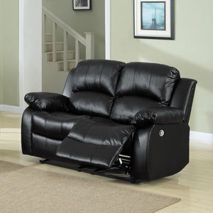 English Elm Black Faux Leather 3 Piece Reclining Sofa Set with Pillow Arms for Living Room B011S05306