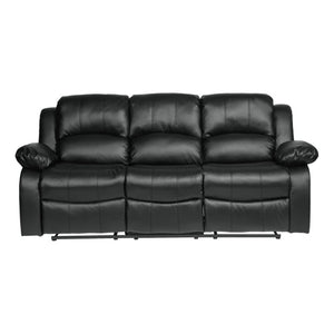 English Elm Black Faux Leather 3 Piece Reclining Sofa Set with Pillow Arms for Living Room B011S05306