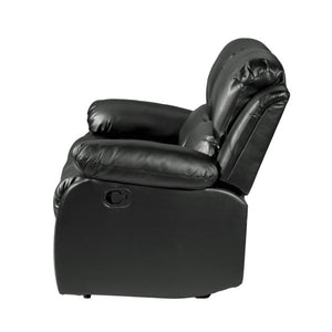 English Elm Black Faux Leather Reclining Sofa and Loveseat Set with Pillow Arms for Living Room B011S05307