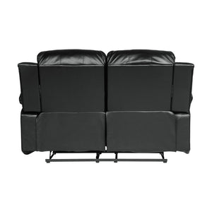 English Elm Black Faux Leather Reclining Sofa and Loveseat Set with Pillow Arms for Living Room B011S05307