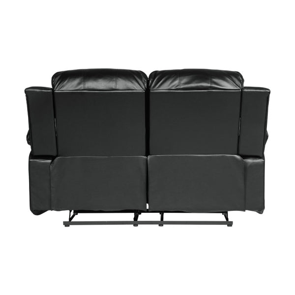 English Elm Black Faux Leather Reclining Sofa and Loveseat Set with Pillow Arms for Living Room B011S05307